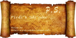 Pirók Sándor névjegykártya
